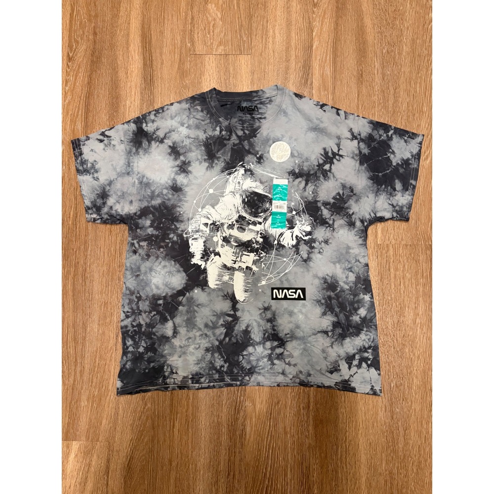 NASA Mens Astronaut Graphic Tie‎ Dye T-Shirt Black Gray XL New
